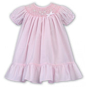 Sarah Louise Girls Pink A-Line Smocked Neckline Dress